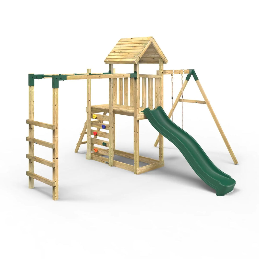 Rebo Wooden Climbing Frame with Swings and Slide Arvon