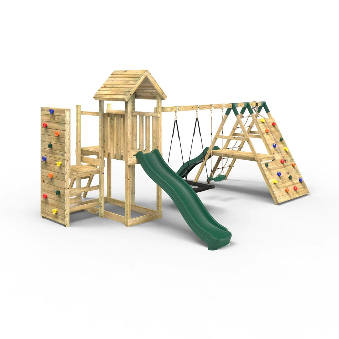 Rebo Wooden Climbing Frame with Swings and Slide Montana