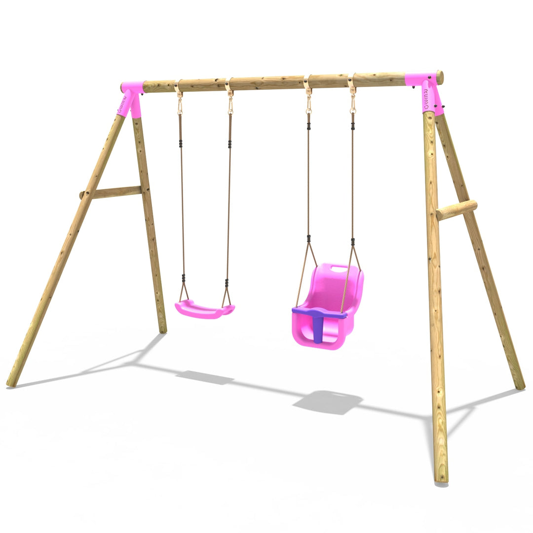 Rebo Wooden Double Garden Swing Set Luna