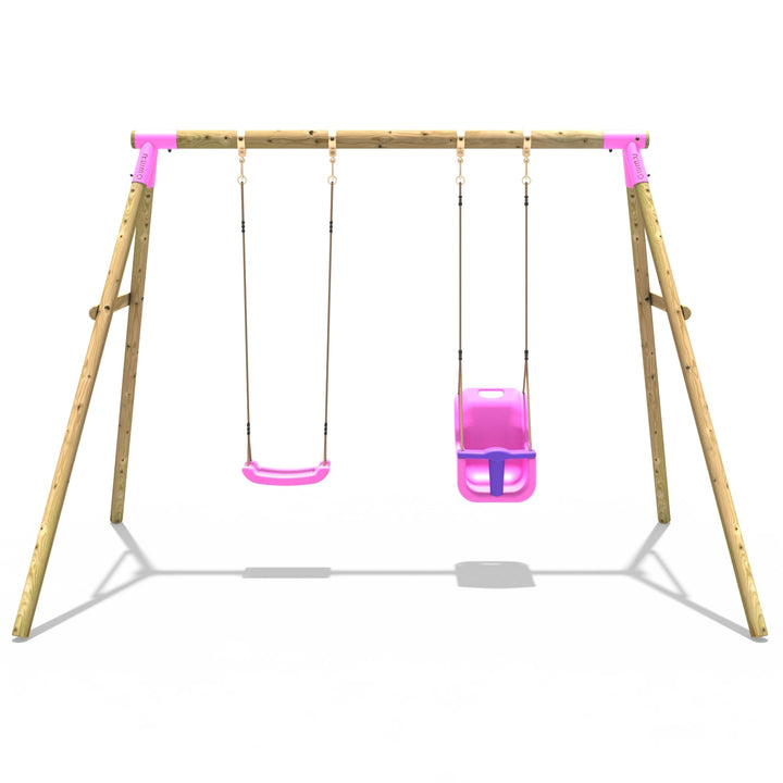 Rebo Wooden Double Garden Swing Set Luna