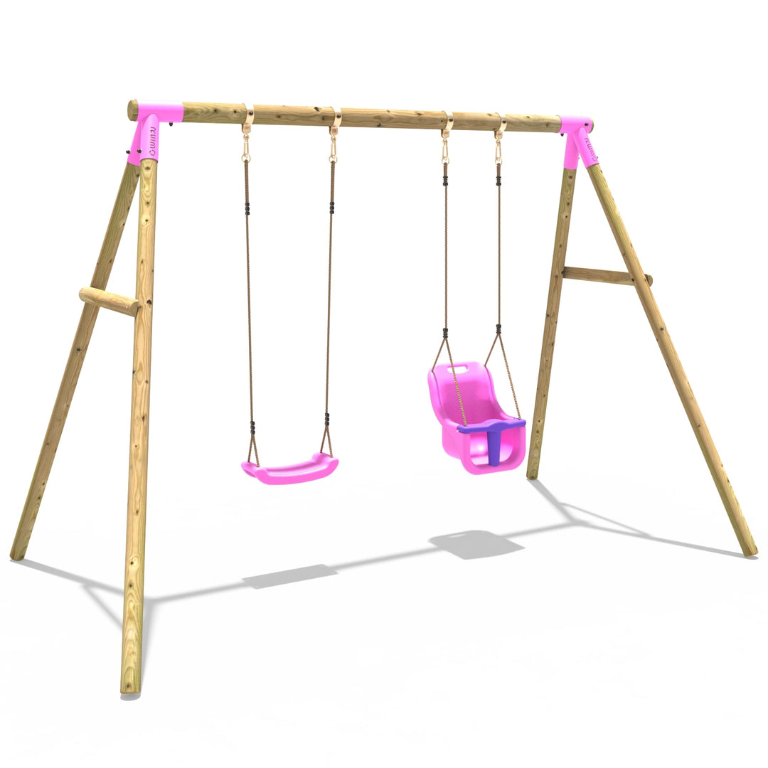 Rebo Wooden Double Garden Swing Set Luna