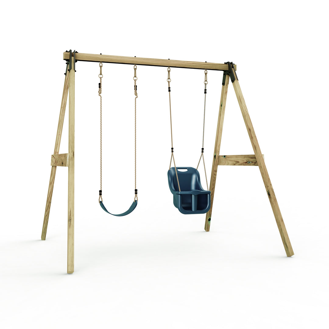 Rebo Glide Wooden Double Swing Sets with Two Swing Seats – Tulip