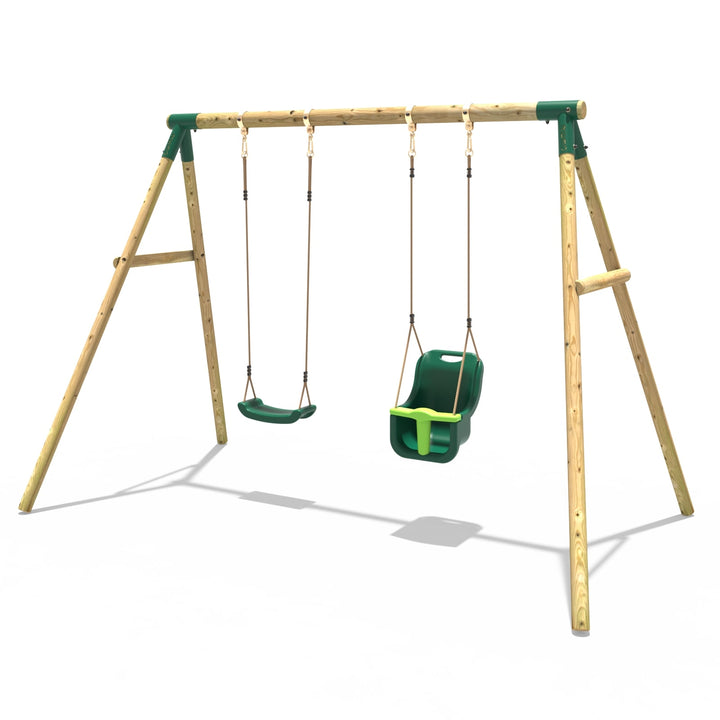 Rebo Wooden Double Garden Swing Set Luna