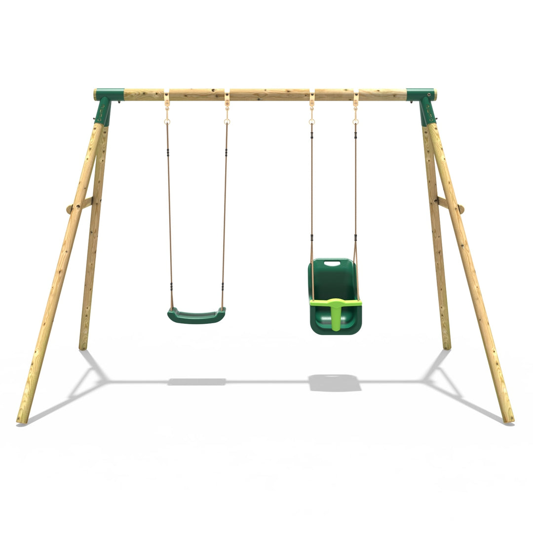 Rebo Wooden Double Garden Swing Set Luna