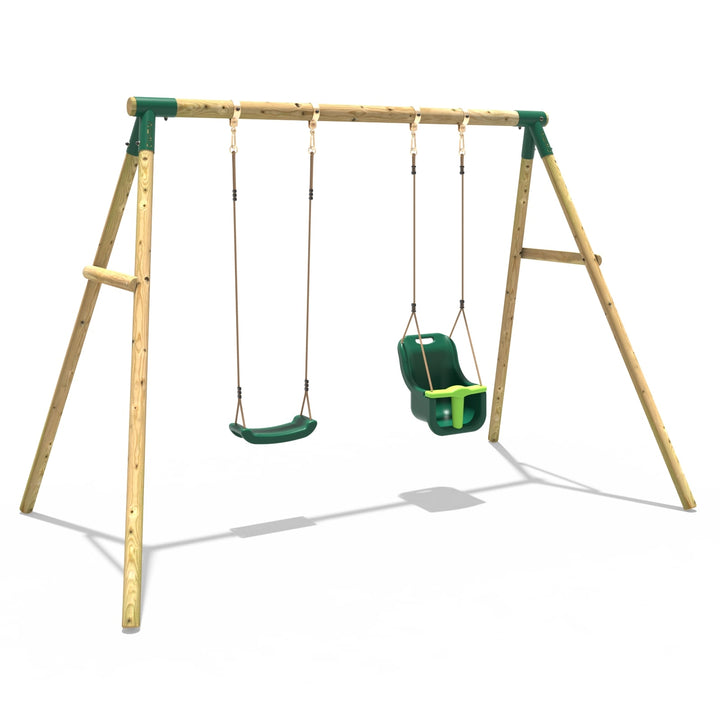 Rebo Wooden Double Garden Swing Set Luna