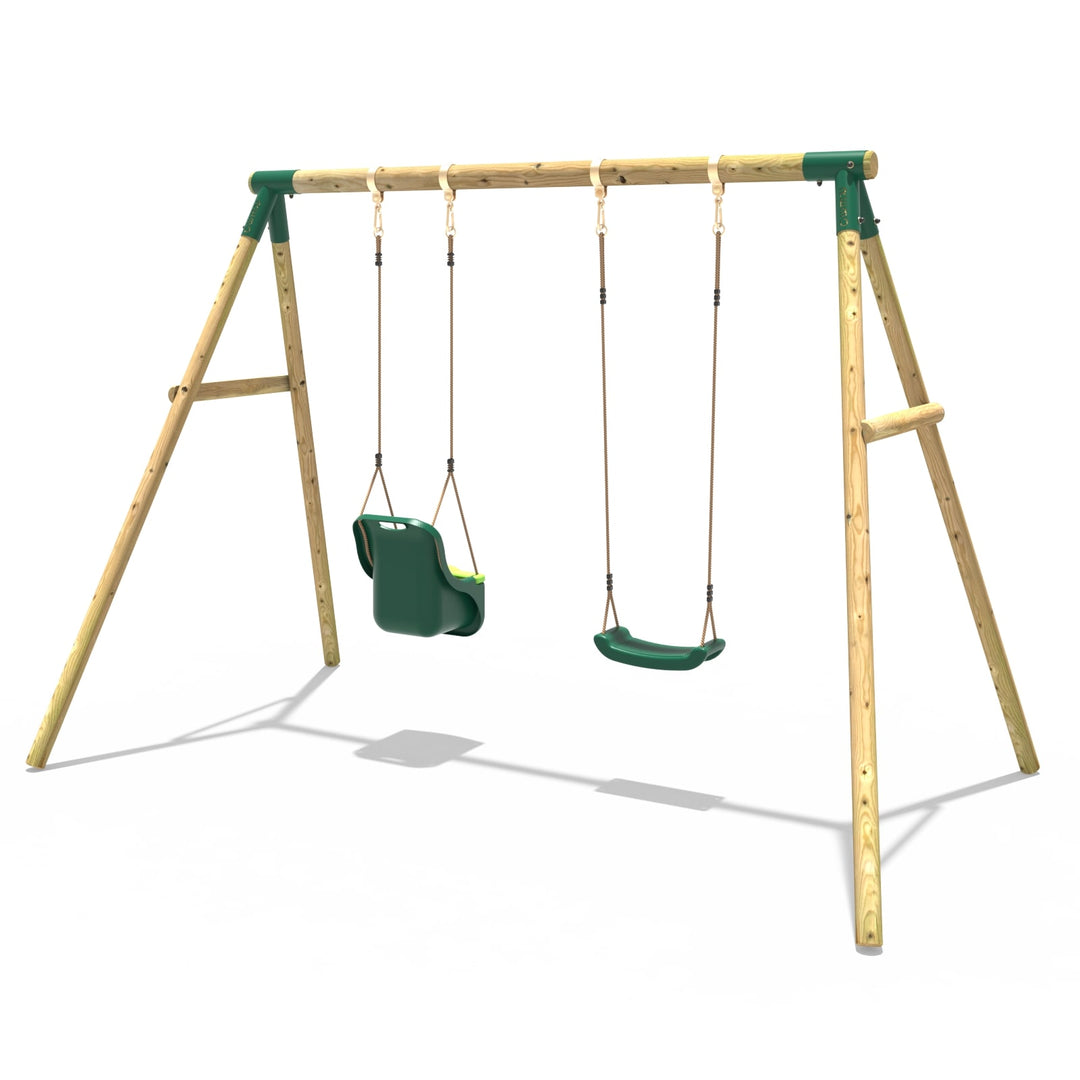 Rebo Wooden Double Garden Swing Set Luna