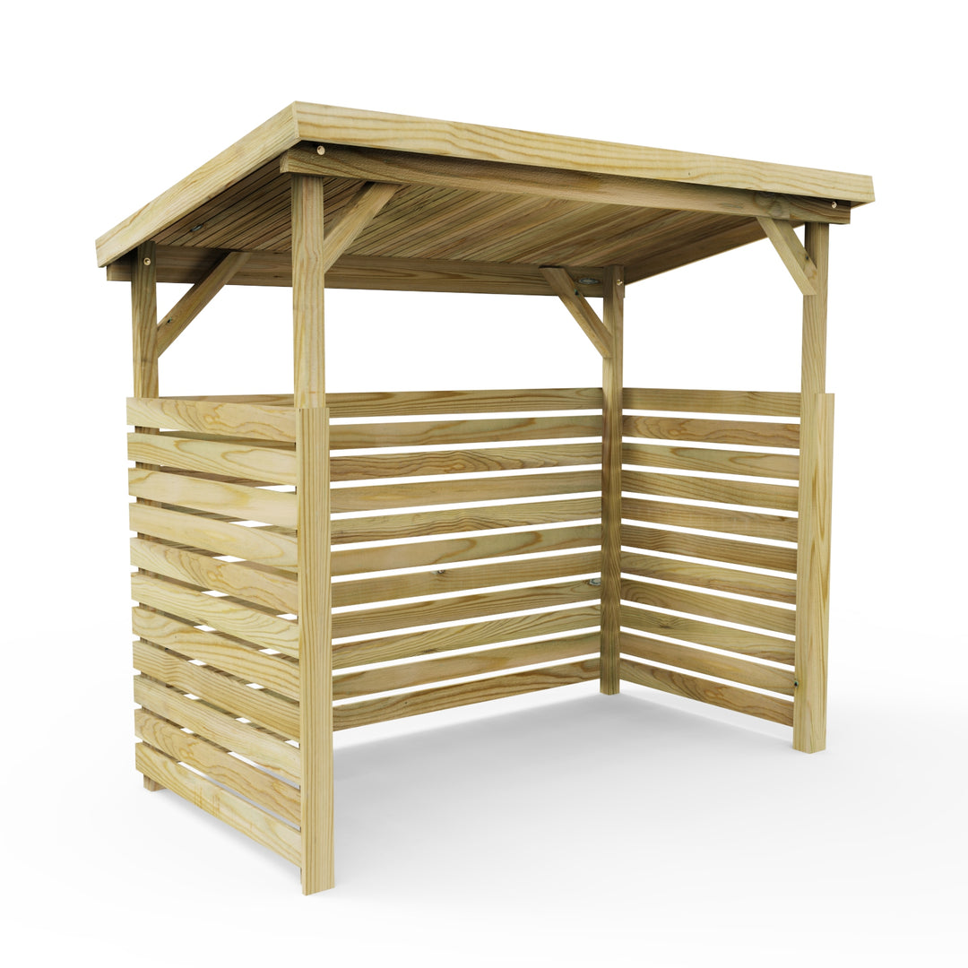 Weka Wooden Log Store with Pent Roof