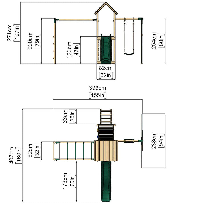 Rebo Wooden Climbing Frame with Swings and Slide Arvon