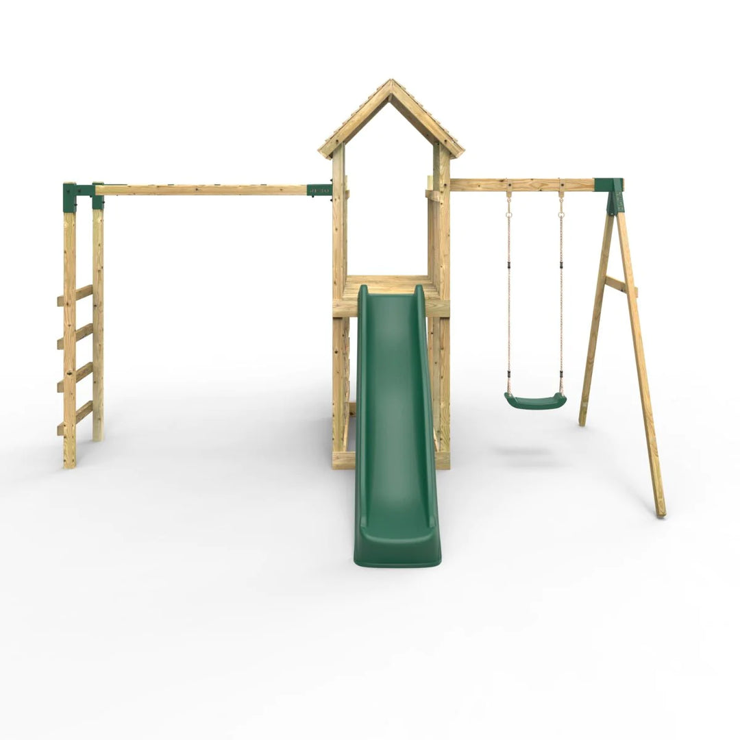 Rebo Wooden Climbing Frame with Swings and Slide Arvon