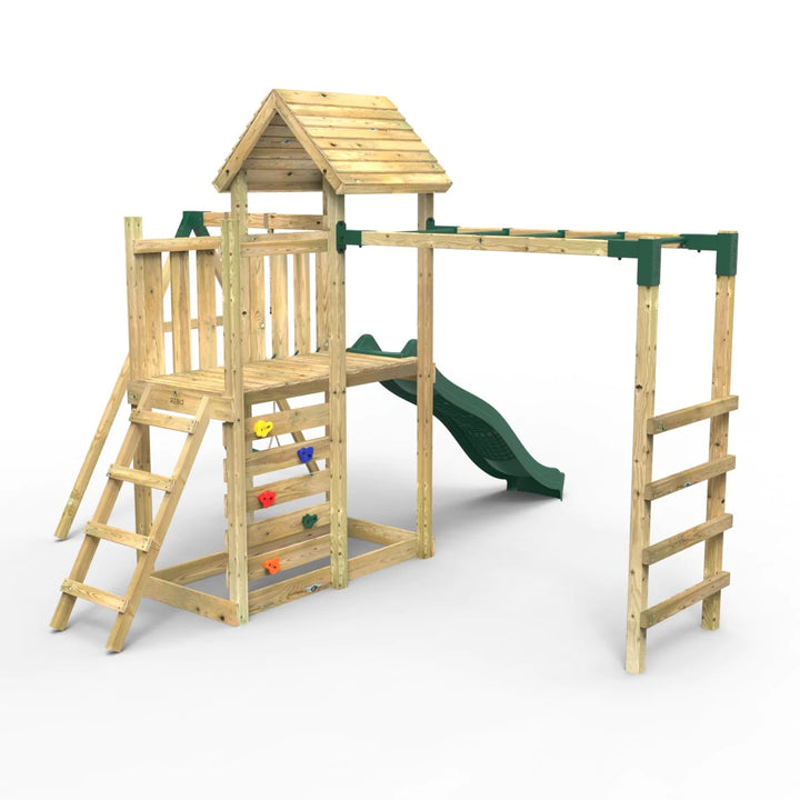 Rebo Wooden Climbing Frame with Swings and Slide Arvon