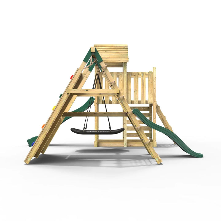 Rebo Wooden Climbing Frame with Swings and Slide Crestone