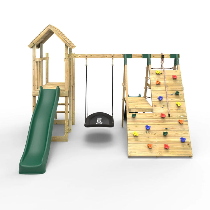 Rebo Wooden Climbing Frame with Swings and Slide Crestone