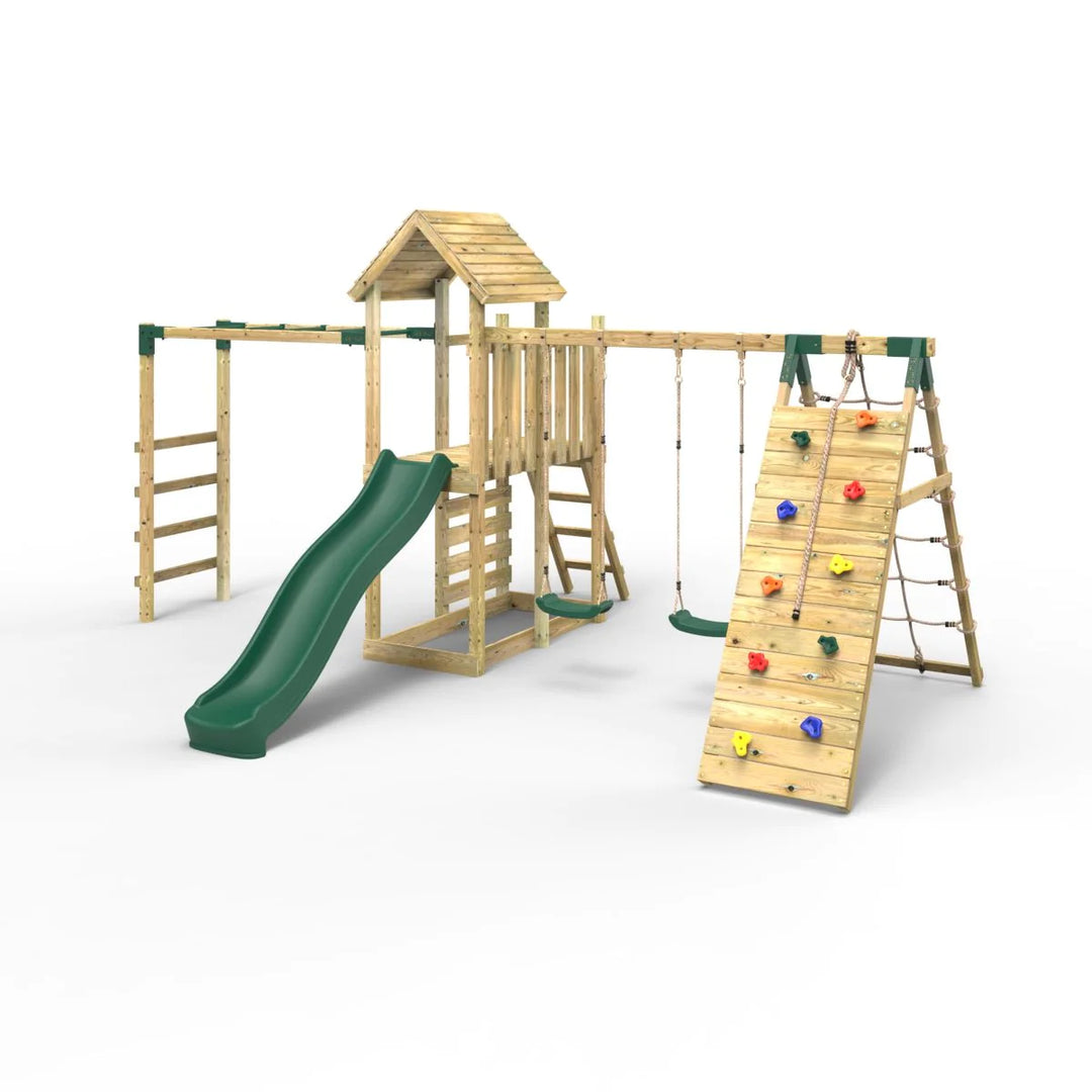 Rebo Wooden Climbing Frame with Swings and Slide Dolomite
