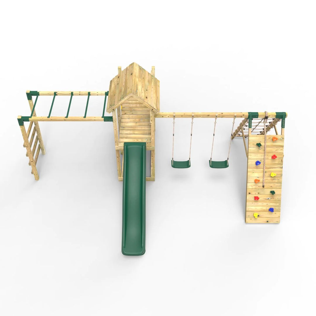 Rebo Wooden Climbing Frame with Swings and Slide Dolomite