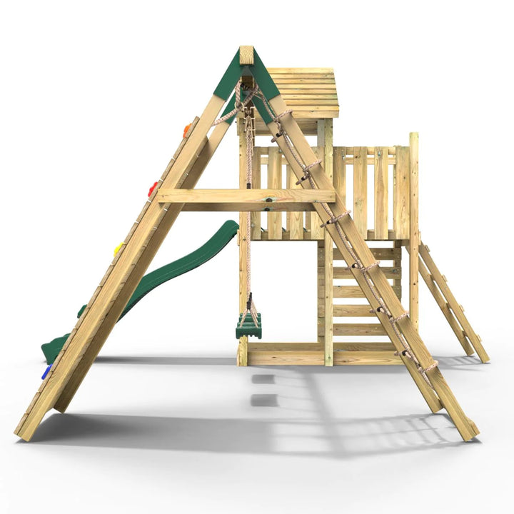 Rebo Wooden Climbing Frame with Swings and Slide Greenhorn