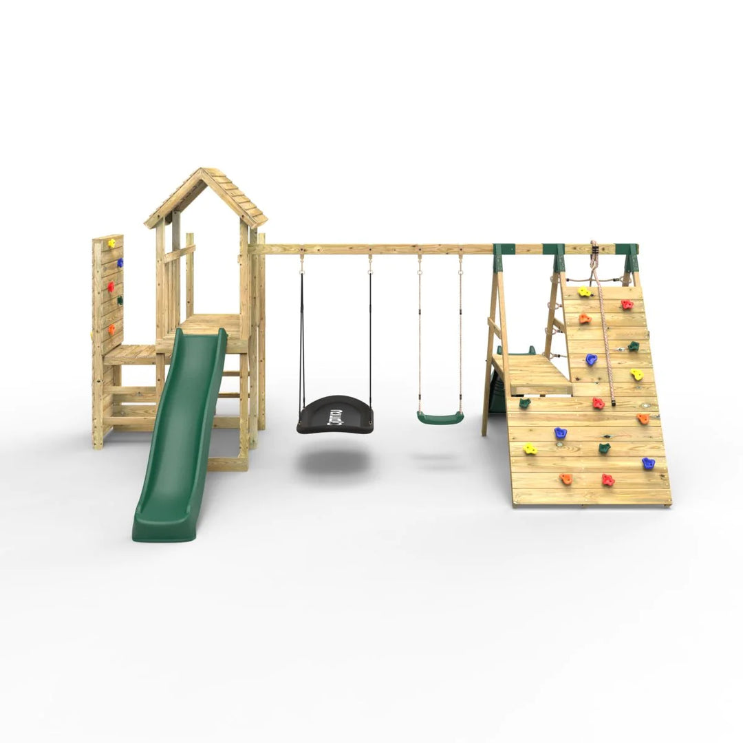 Rebo Wooden Climbing Frame with Swings and Slide Montana