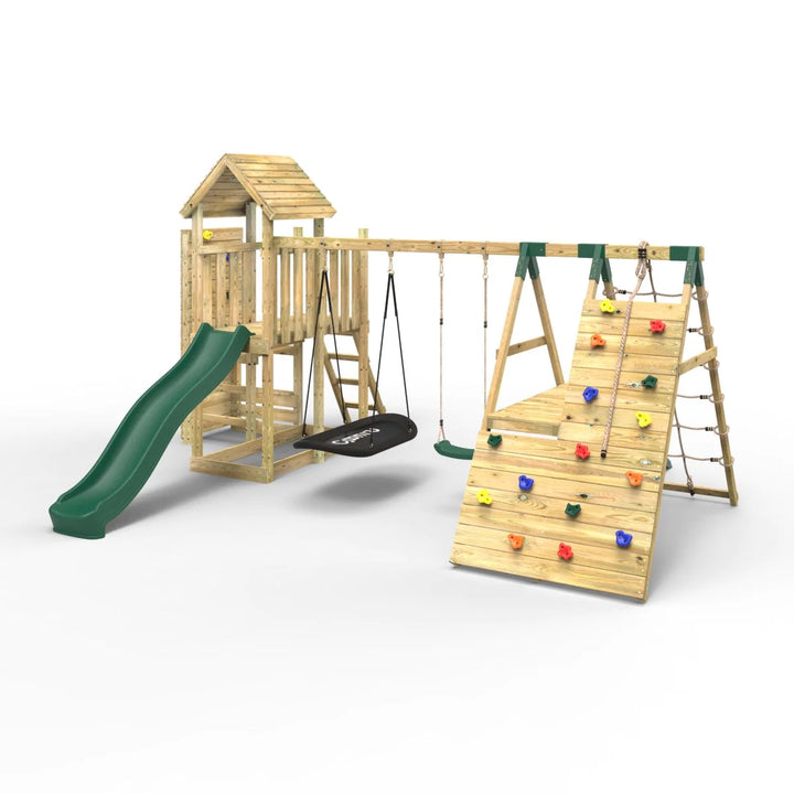 Rebo Wooden Climbing Frame with Swings and Slide Montana