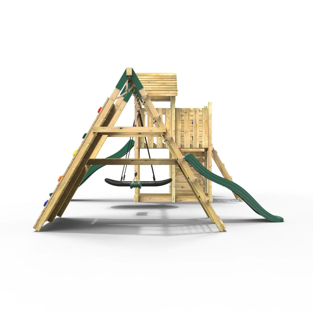 Rebo Wooden Climbing Frame with Swings and Slide Montana