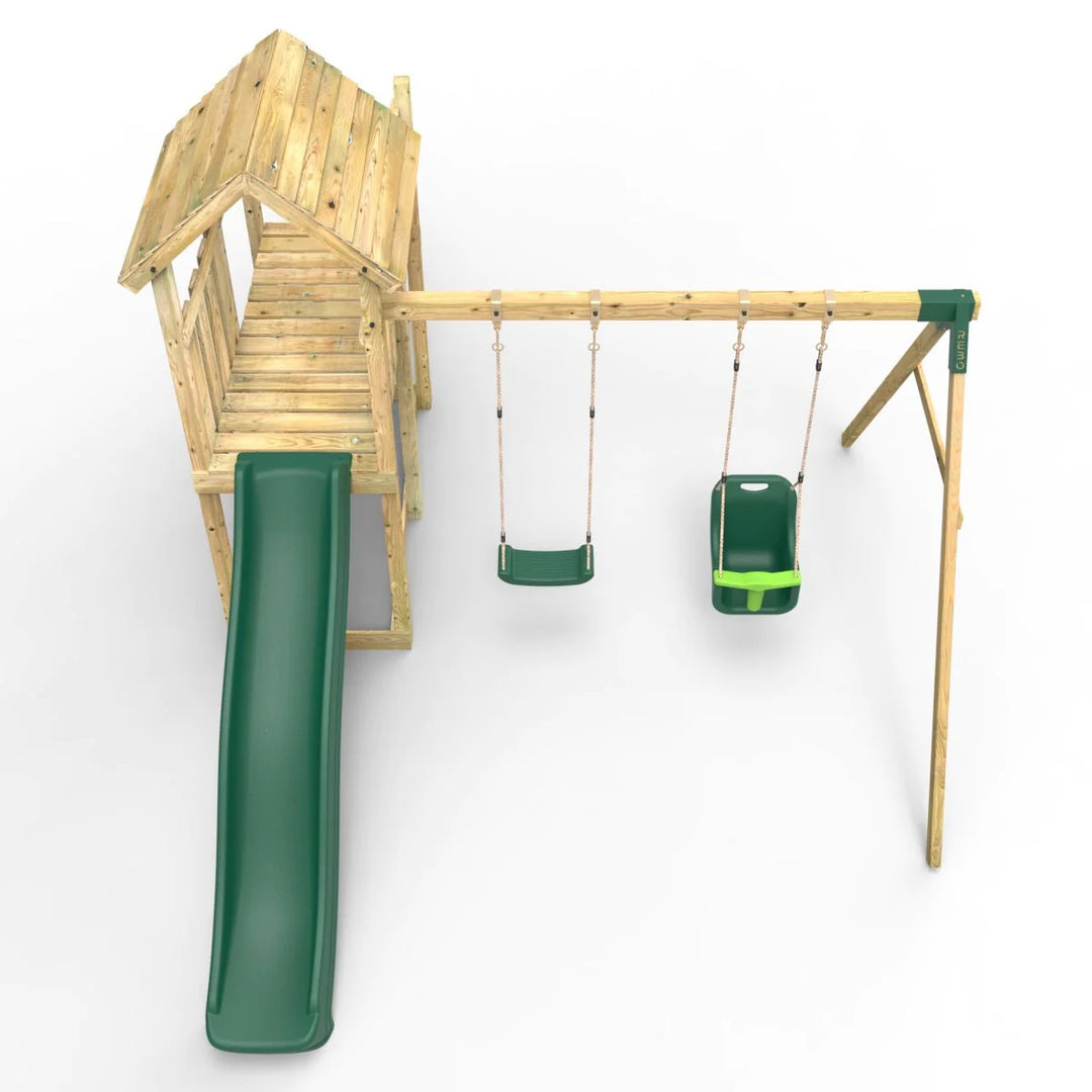 Rebo Wooden Climbing Frame with Swings and Slide Rainier