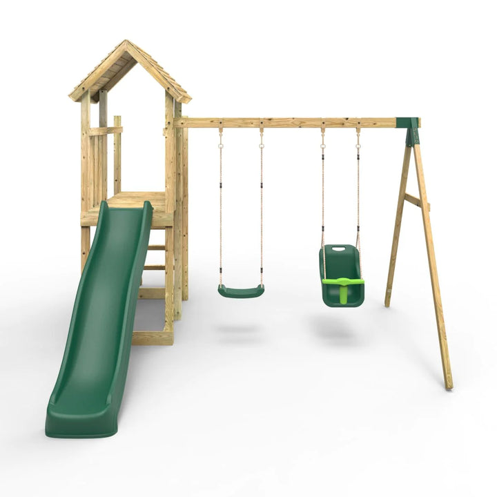 Rebo Wooden Climbing Frame with Swings and Slide Rainier