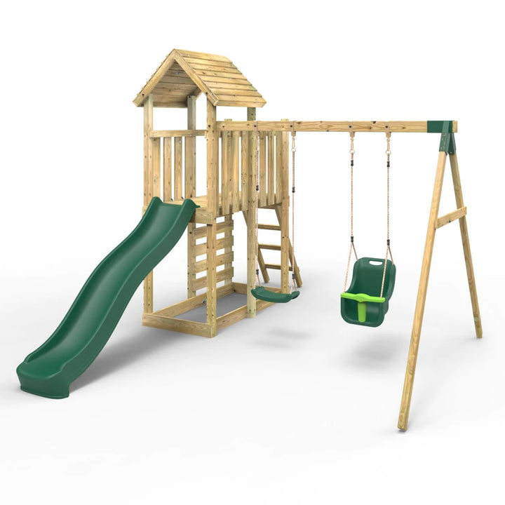 Rebo Wooden Climbing Frame with Swings and Slide Rainier