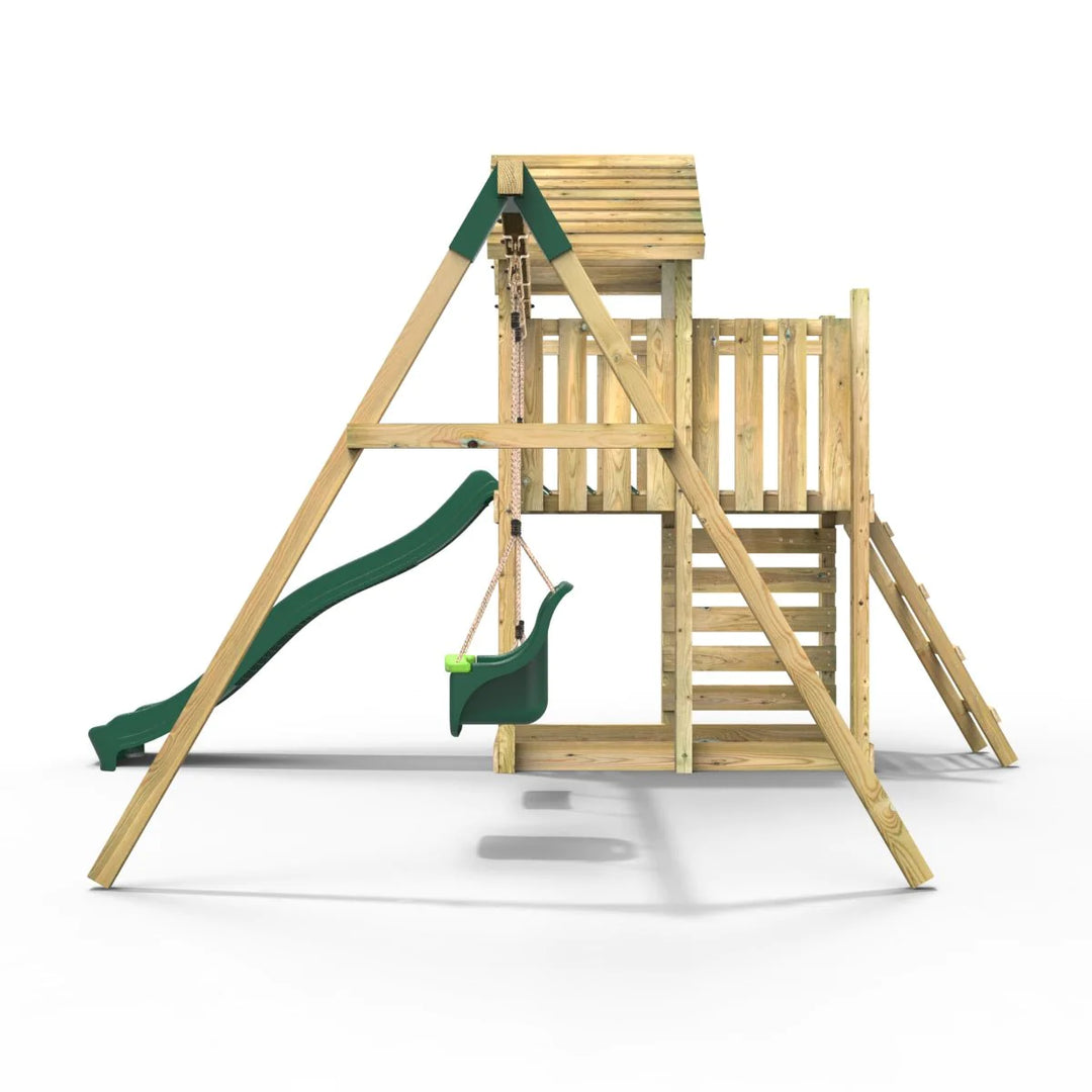 Rebo Wooden Climbing Frame with Swings and Slide Rainier