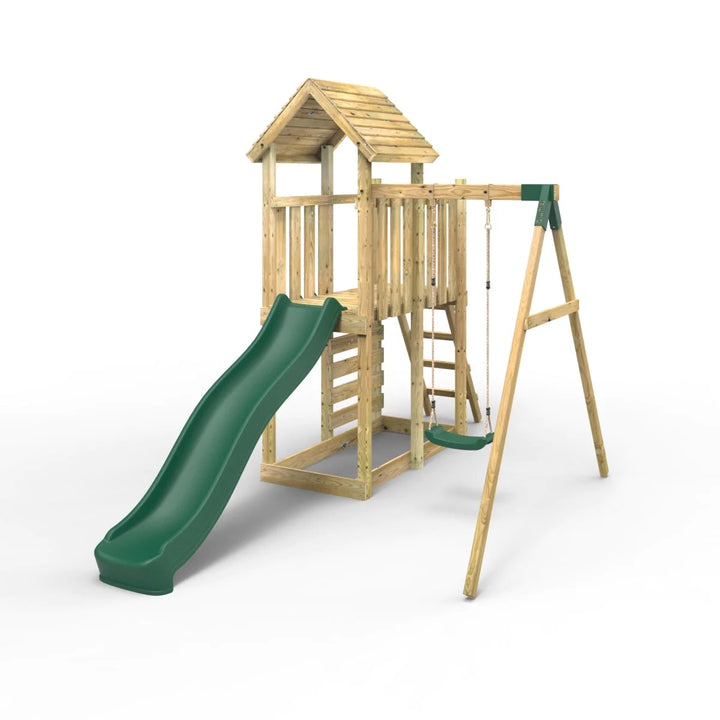 Rebo Wooden Climbing Frame with Swings and Slide Rushmore
