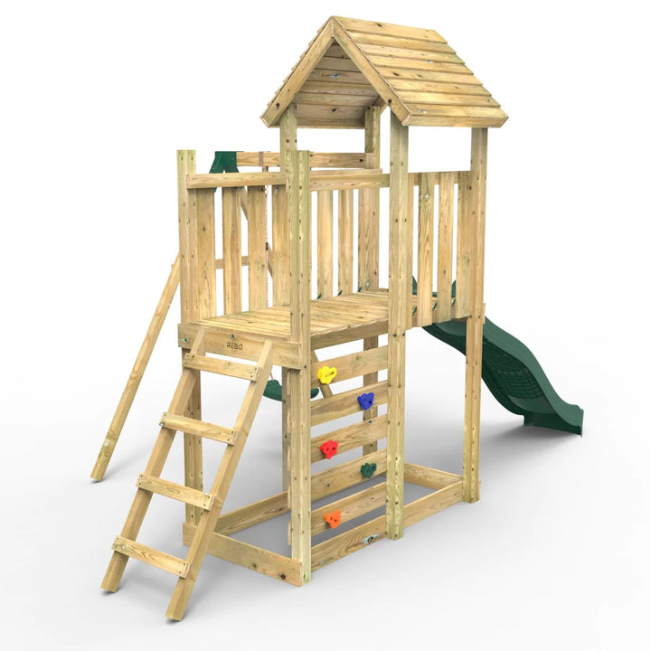 Rebo Wooden Climbing Frame with Swings and Slide Rushmore