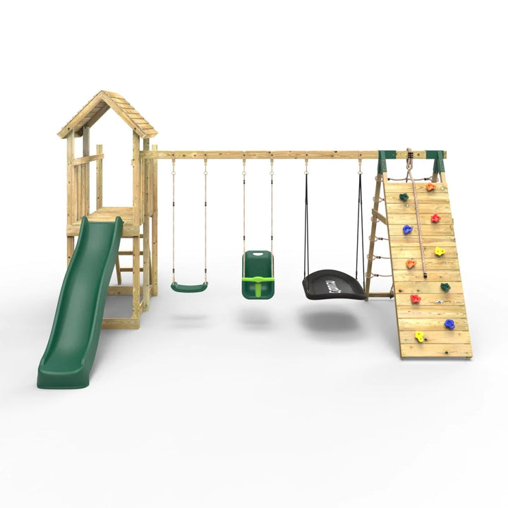 Rebo Wooden Climbing Frame with Swings and Slide Sandford