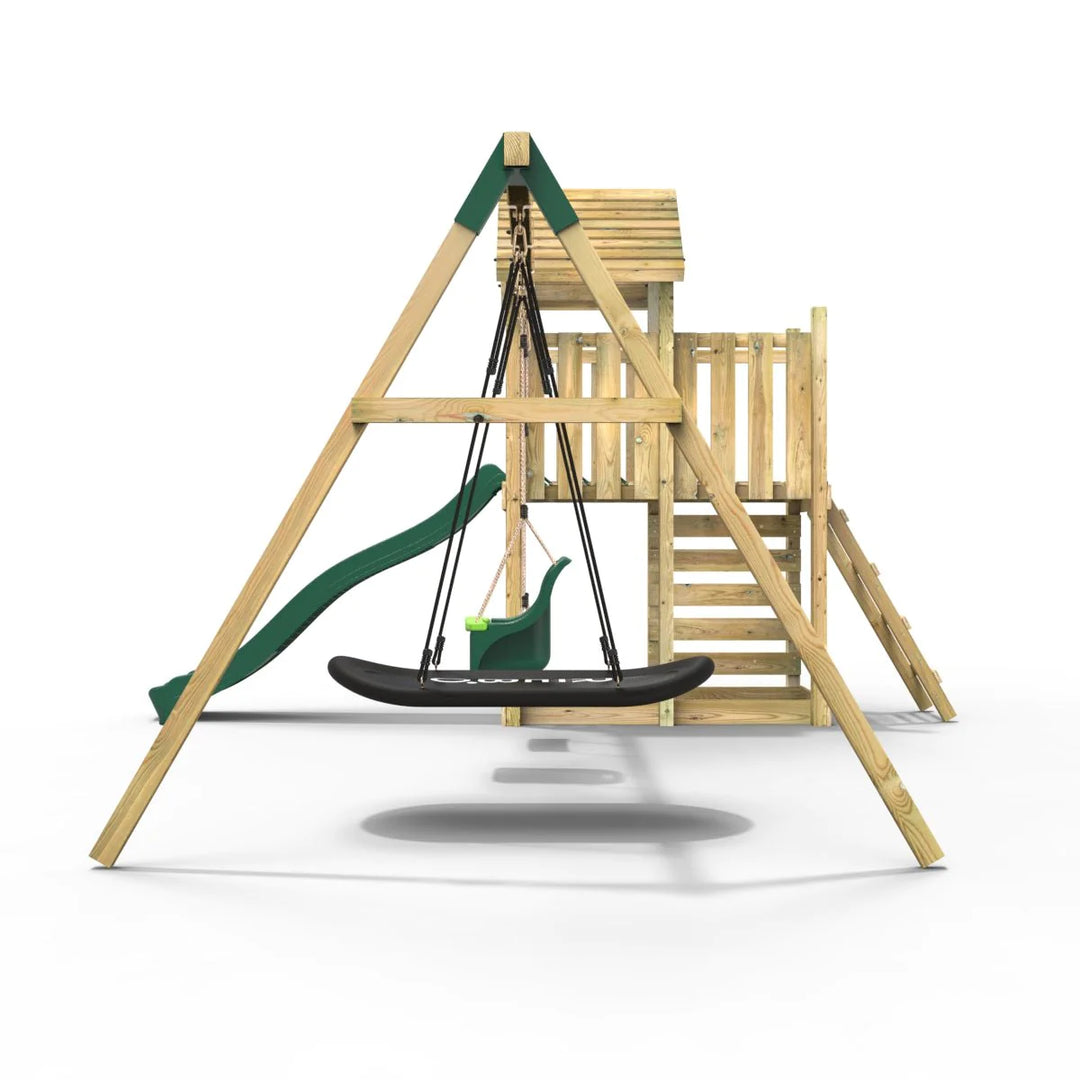 Rebo Wooden Climbing Frame with Swings and Slide Snowdon