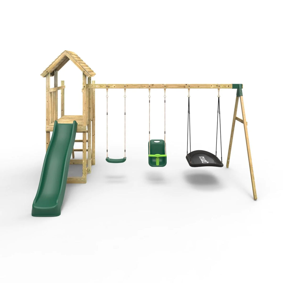 Rebo Wooden Climbing Frame with Swings and Slide Snowdon