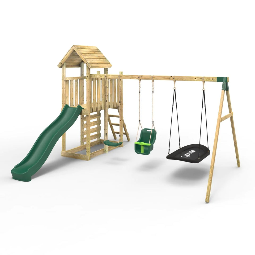 Rebo Wooden Climbing Frame with Swings and Slide Snowdon