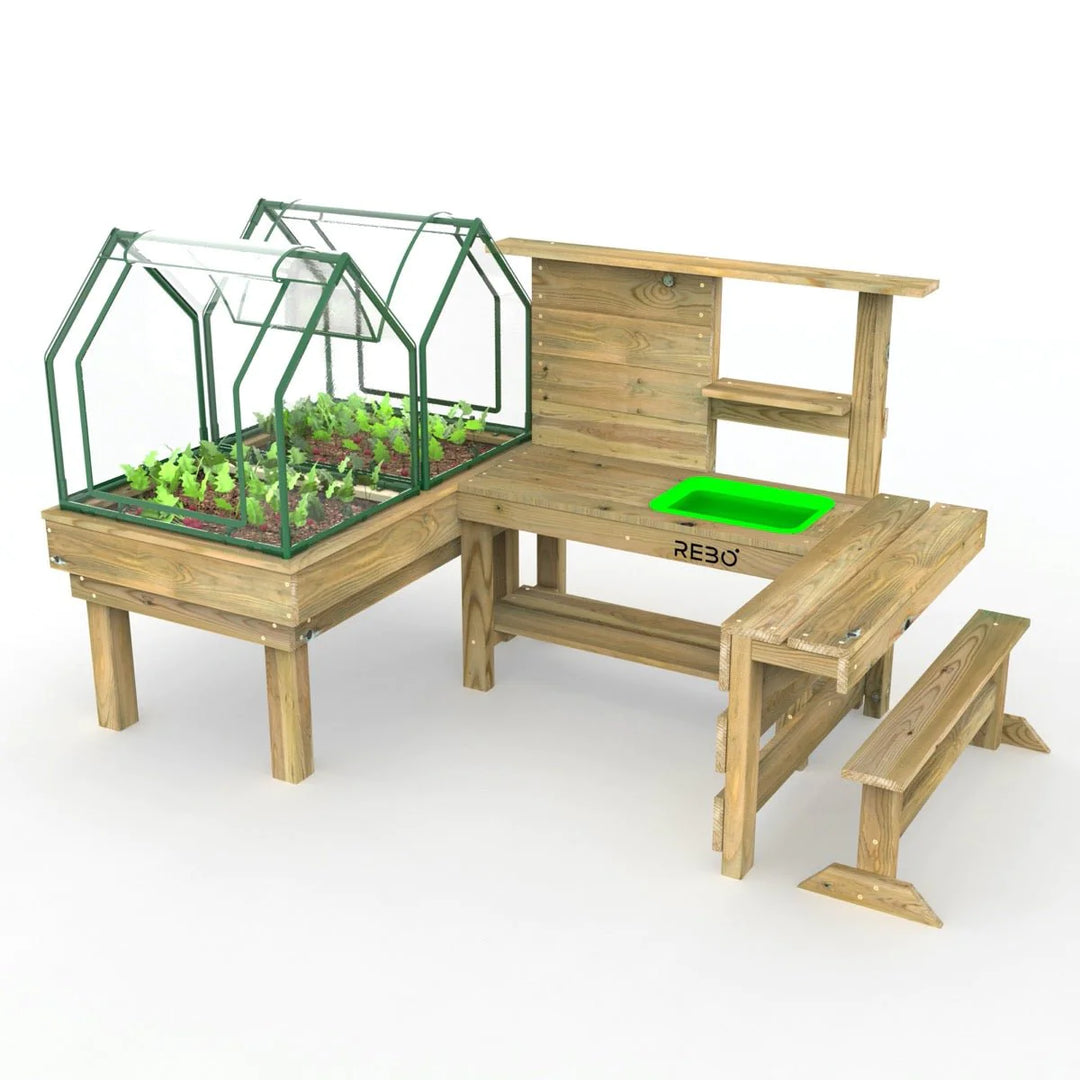 Rebo Mud Kitchen with Mini Greenhouse Planter