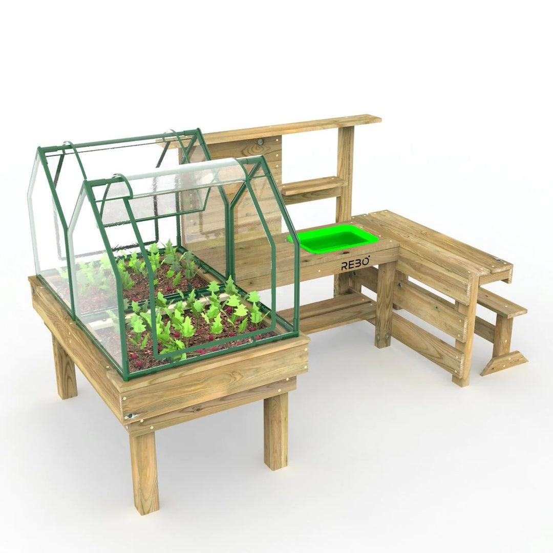 Rebo Mud Kitchen with Mini Greenhouse Planter