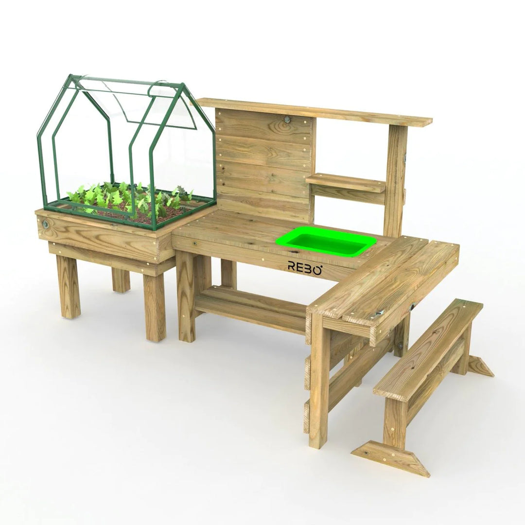 Rebo Mud Kitchen with Mini Greenhouse Planter