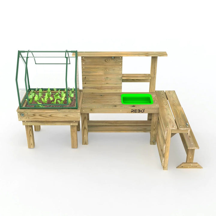 Rebo Mud Kitchen with Mini Greenhouse Planter