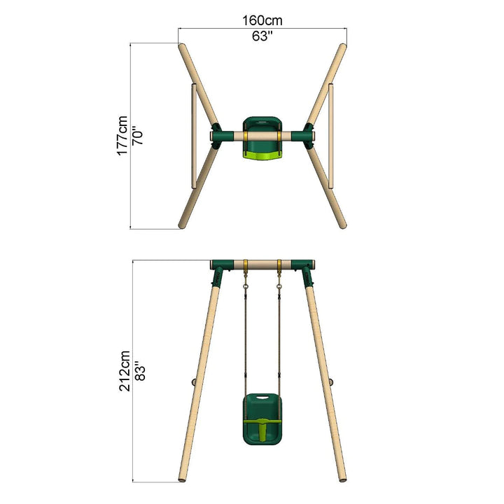 Rebo Wooden Single Garden Swing Set