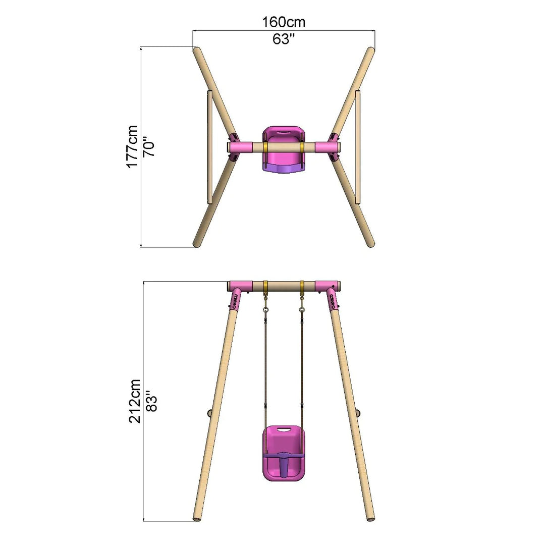 Rebo Wooden Single Garden Swing Set