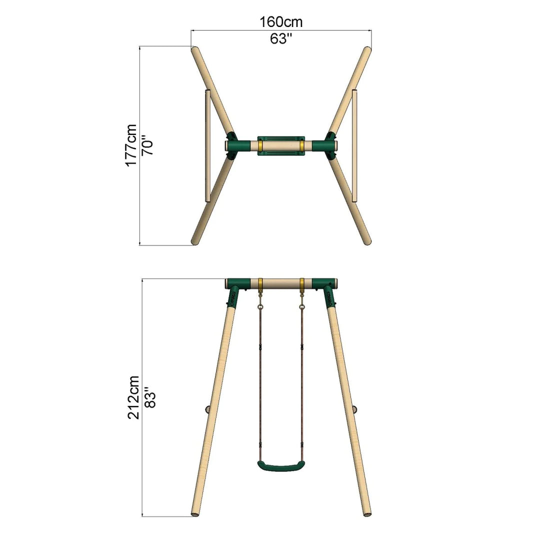 Rebo Wooden Single Garden Swing Set