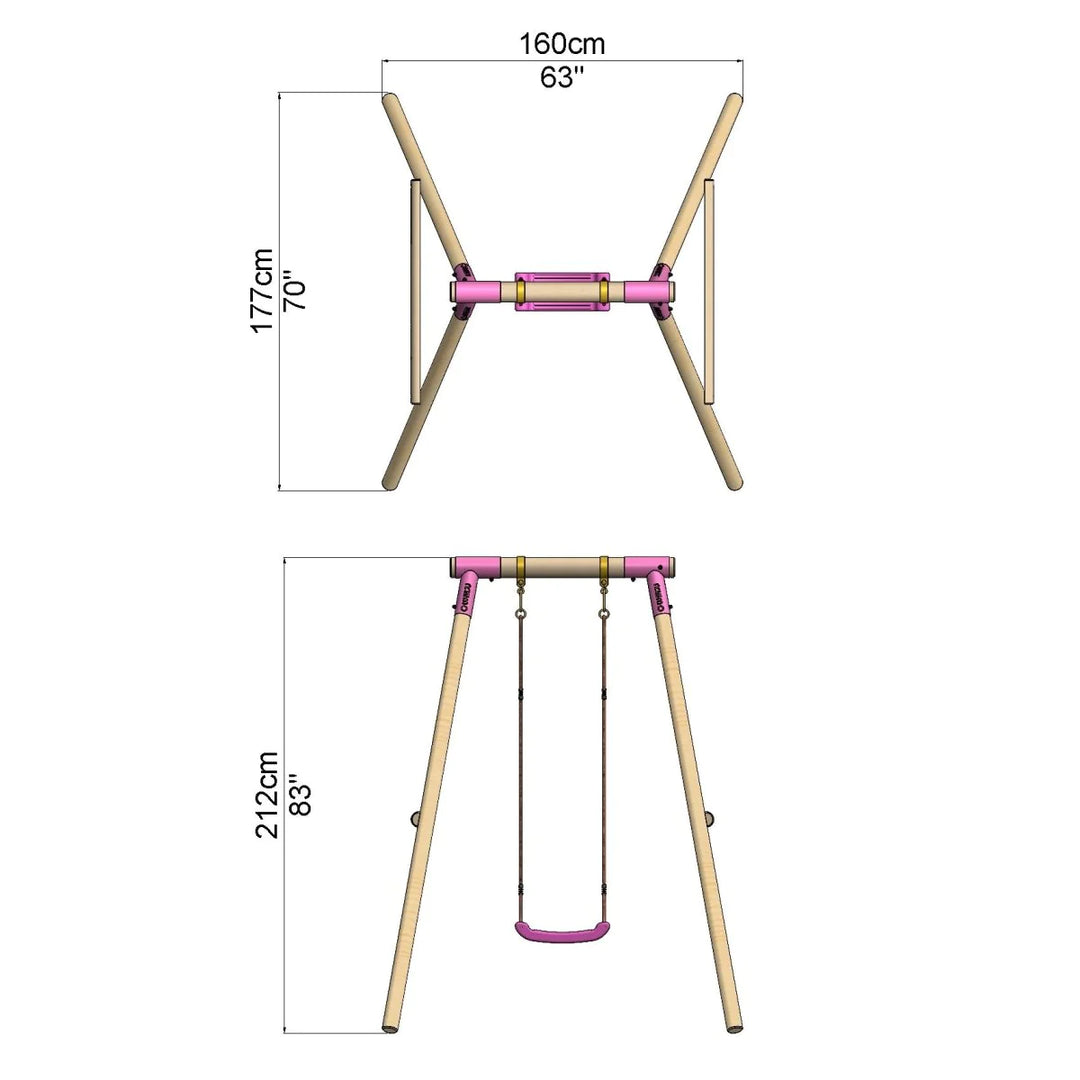 Rebo Wooden Single Garden Swing Set