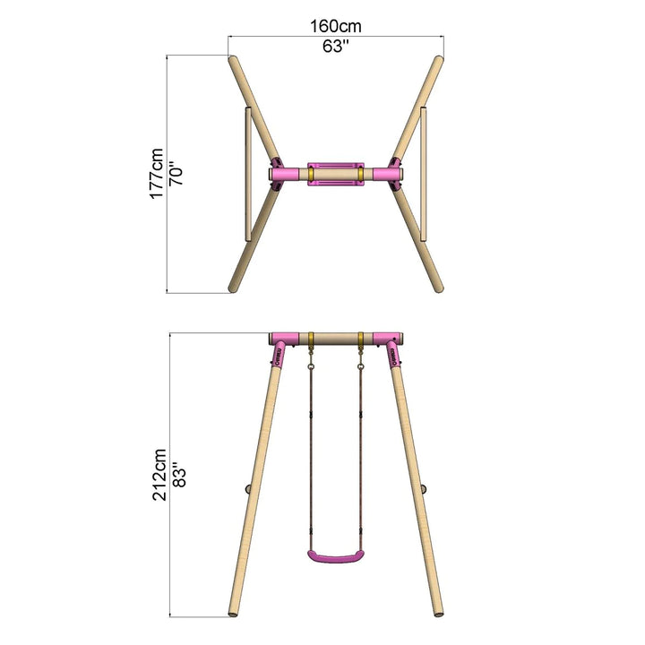 Rebo Wooden Single Garden Swing Set